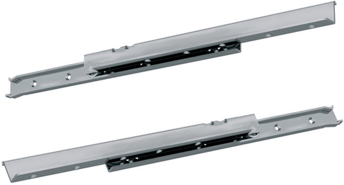 Fulterer RVS ladegeleider 1616 - 550 mm | draagkracht tot 100 kg | deels uittrekbaar | bodemmontage met hoeklijn | set van 2 |
