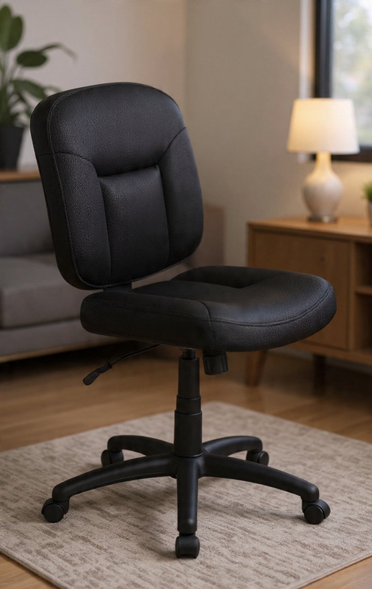 ComfortPro Ergonomische Bureaustoel - Rugvriendelijke Werkstoel met Gevoerde Achterkant, In Hoogte Verstelbaar - Draaibare Kantoorstoel 65x61x87,5-98 cm - Eenvoudige Montage - Zwart-Casa Serena – C...