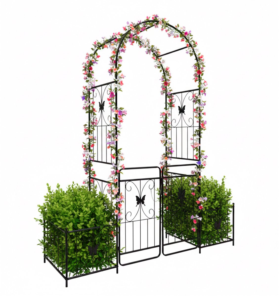 Rozenboog - zwart - 202x220x50 cm - voor klimplanten