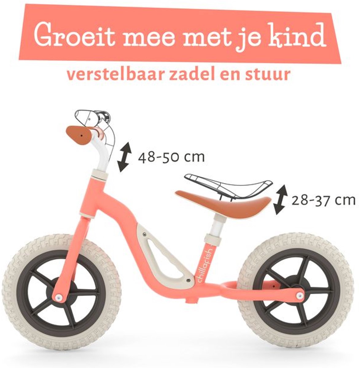 Chillafish Loopfiets 2 jaar - Lichtgewicht met verstelbaar zadel en stuur - Roze - Loopfiets voor jongens en meisjes tot 4 jaar met handvat om te dragen en anti lek banden - Model Charlie — afbeelding 5