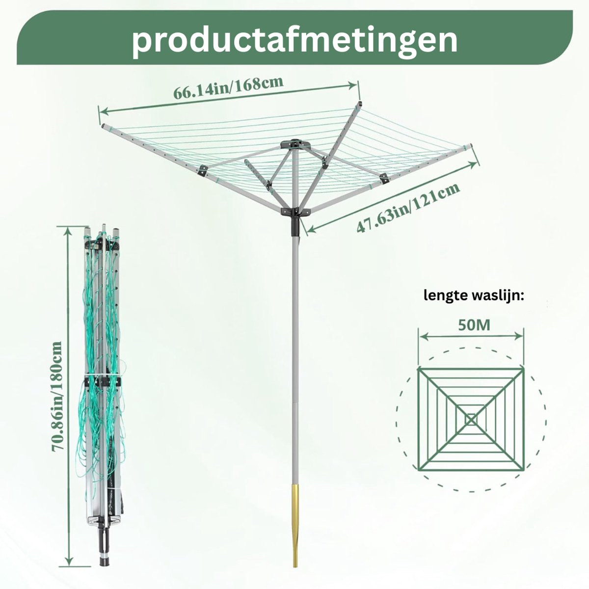 NBAP®Droogmolen met Voet voor Camping & Thuis - Wasrek Staand - Droogrek Inklapbaar - Zilver