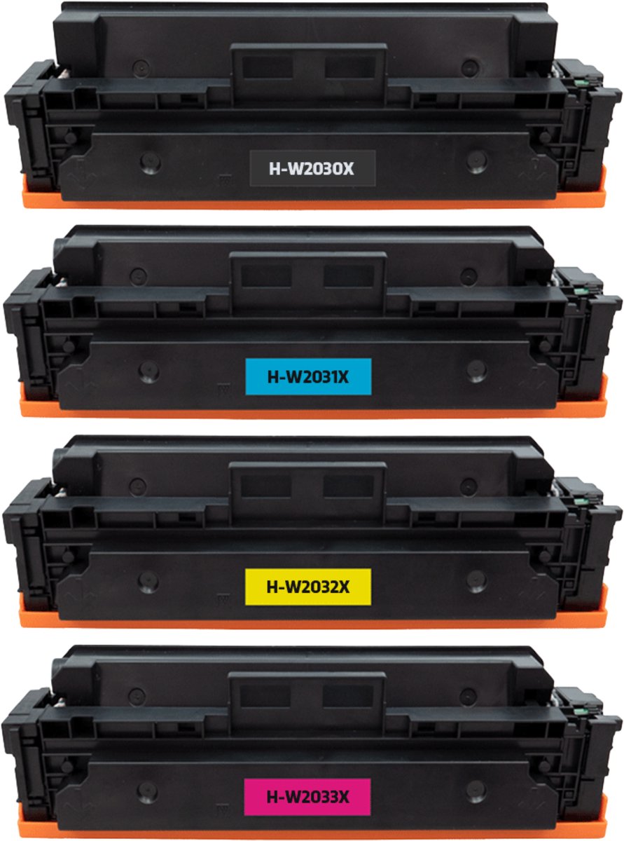 Huismerk Tonerset compatibel met HP 415X / 415A (W2030X - W2033X) - MET CHIP - 4-pack (Zwart, Cyaan, Magenta, Geel) - Voor HP Color LaserJet Pro M454 & M479