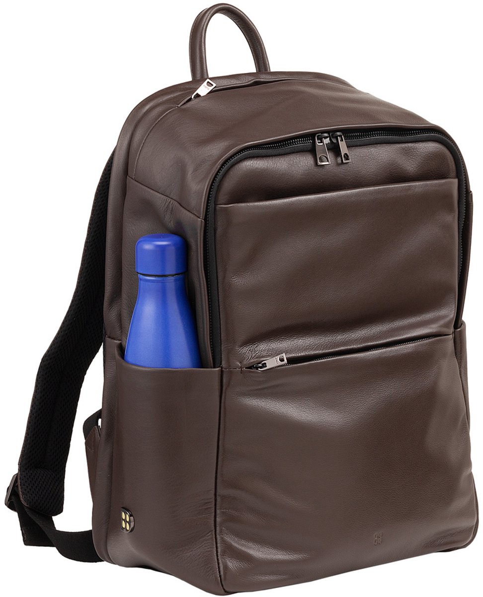 DuDu Sydney - Dagrugzak - Leer - 15.4 inch Laptopvak - Donkerbruin - 42 cm