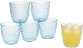 Bormioli Rocco Drinkglazen Drops - waterglazen - blauw transparant - glas - set 6x stuks - 290 ml - gekleurd glas - stapelbaar