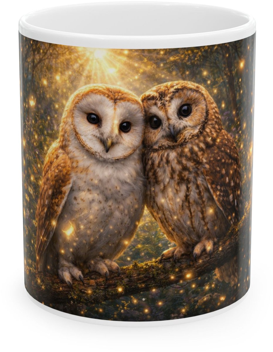 Plot-Twister - Dieren Mok 330ML – Uil - Keramische Koffiemok met Unieke Dierenprint – Vaatwasser & Magnetronbestendig – Cadeauverpakking met Venster