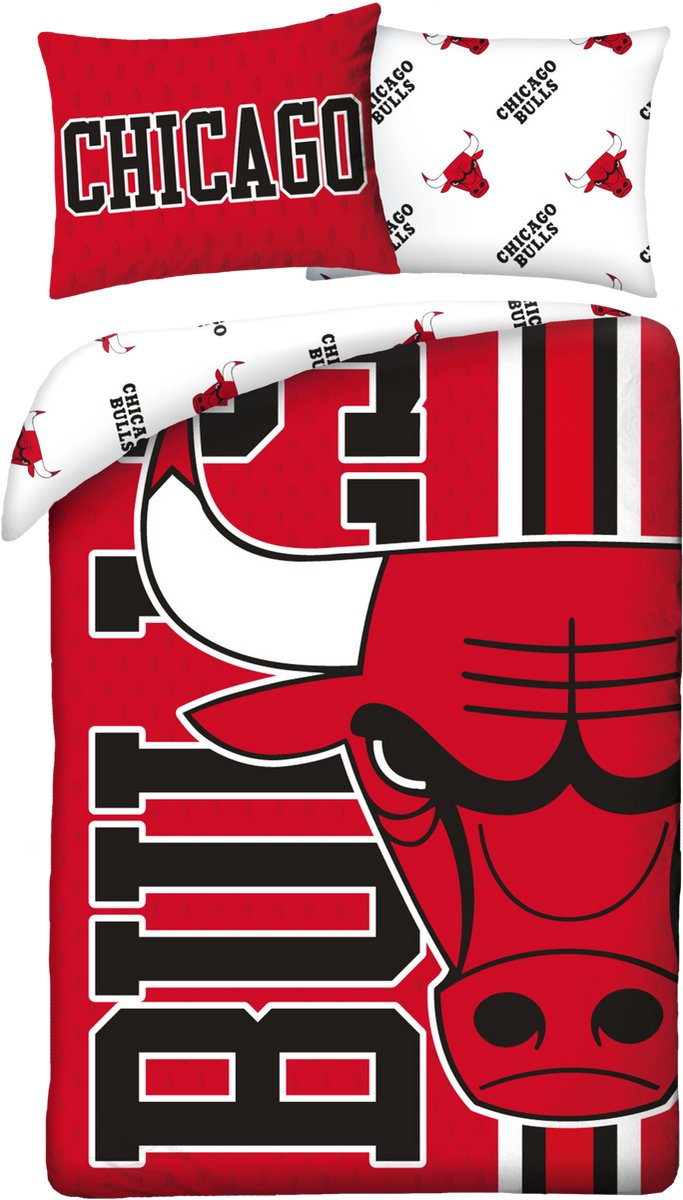 NBA Dekbedovertrek Bulls - Eenpersoons - 140 x 200 + 70 x 90 cm - Polyester