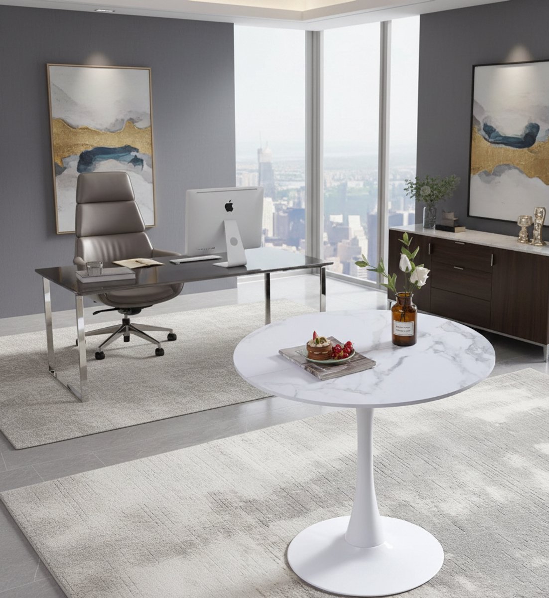 Ronde eettafel 80 cm - Moderne Wit MDF design tafel voor 2-4 personen - Keuken & Eetkamer, Casa Serena – 80 cm – Casa Dorada