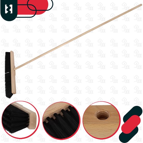 KOTARBAU® Straatbezem, met Houten Steel, 35 cm, Bruin, Nylon Borstels, Veegbezem, Buitenbezem, Tuinbezem, voor Binnen en Buiten, Ergonomisch Ontwerp van KOTARBAU — afbeelding 3