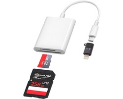 Nuvance SD Kaart Lezer - SD Kaartlezer USB C - Card Reader - Incl. 8-Pin Converter - Geheugenkaartlezer Micro SD