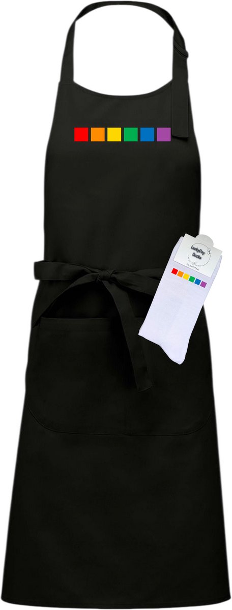 Keukenschort en sokken met tekst - Giftset - Pride - Moederdag - Vaderdag - Zwart - Verstelbaar - Cadeau idee - Verjaardag - Cadeau dames en heren - Liefste Opa en Oma cadeau - Kerst cadeau - Grappig cadeau - Onesize