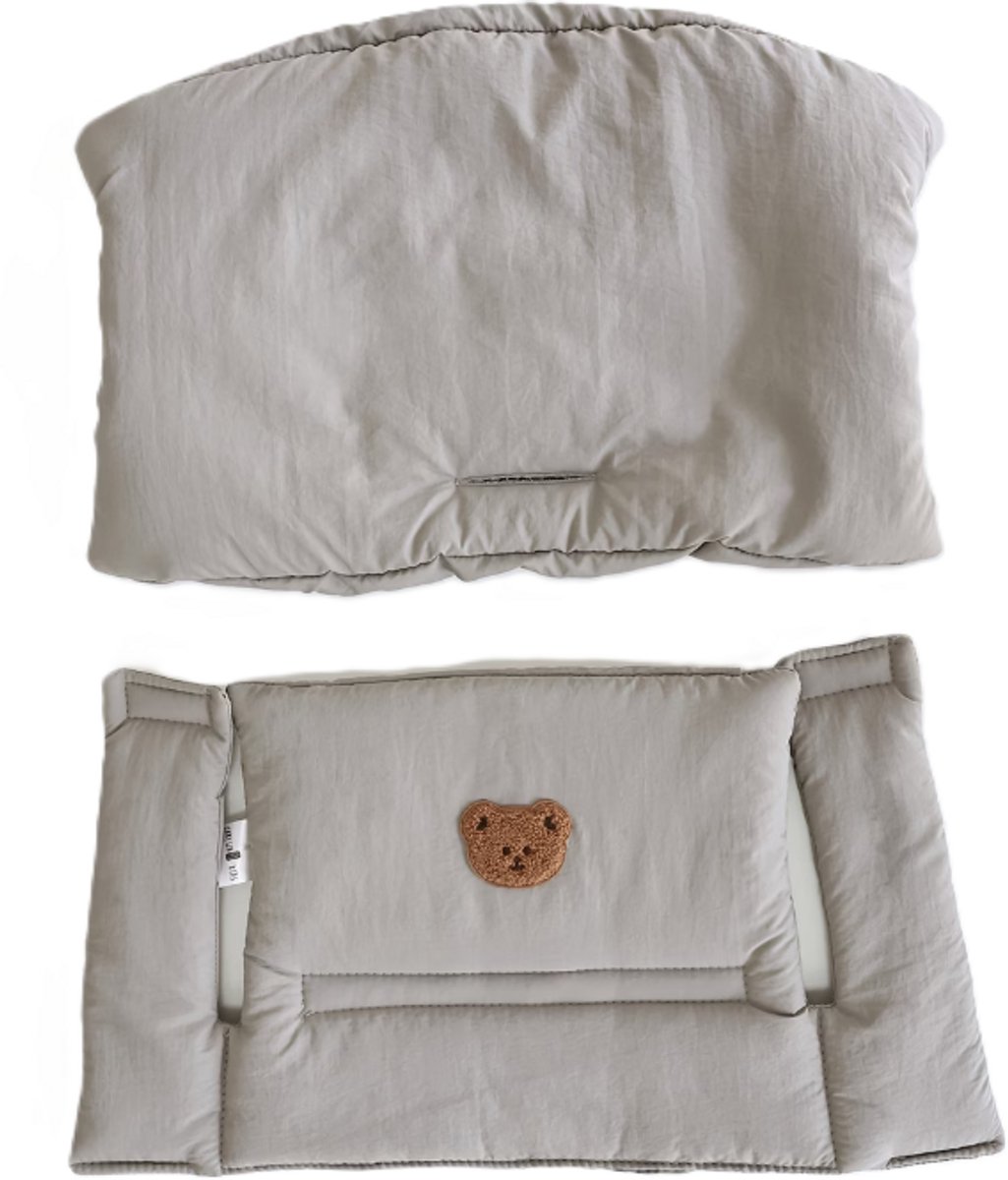 Stoelverkleiner beer grijs - kussenset beer grijs - stoelverkleiner voor stokke tripp trapp - kinderstoel verkleiner - stoel kussen – foto 3