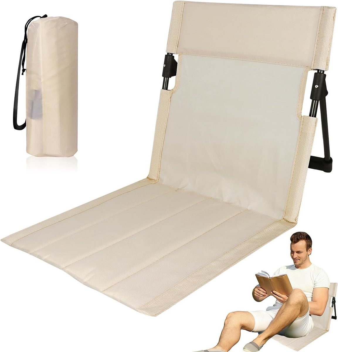 Strandstoel Opvouwbaar - Strandstoel - Opvouwbaar & Lichtgewicht - Vouwstoel - Campingstoel - Strandstoel Buiten - Draagbare Opvouwbare Strandstoel - Klapstoel - 1 Stuks - Creme - van Imperatoris