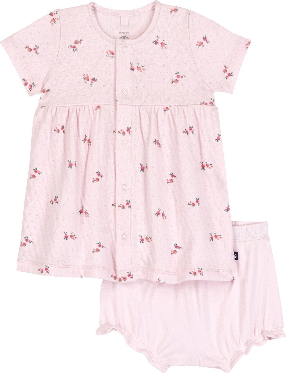 Petit Bateau Katoenen babyjurkje met bloemenprint en pofbroekje Meisjes Kledingset - Roze