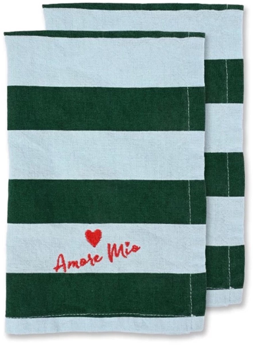 Byon Love servet set van 2 45x45cm groen / lichtblauw