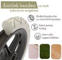 Detail van een 12-inch lekvrije EVA-band van een loopfiets, geschikt voor alle ondergronden.