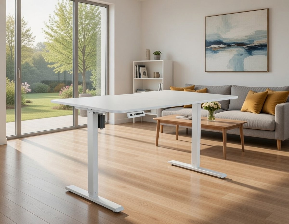 Elektrisch Zit-Sta Gaming Bureau 120x70 cm – In Hoogte Verstelbaar Ergonomisch Computerbureau met Sterk Frame – Gaming Tafel voor PC Setup & Thuiswerk – Wit | NoviHome