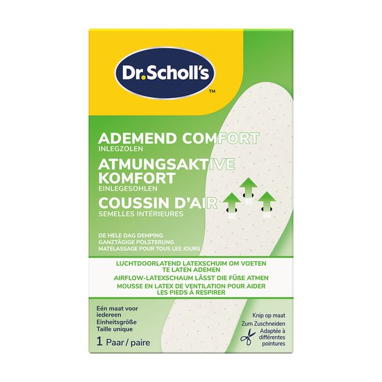 Dr. Scholl's Inlegzolen Ademend Comfort – Schuim Zooltjes voor Schoenen – Comfortabele Zolen voor Dagelijks Gebruik – 1 maat