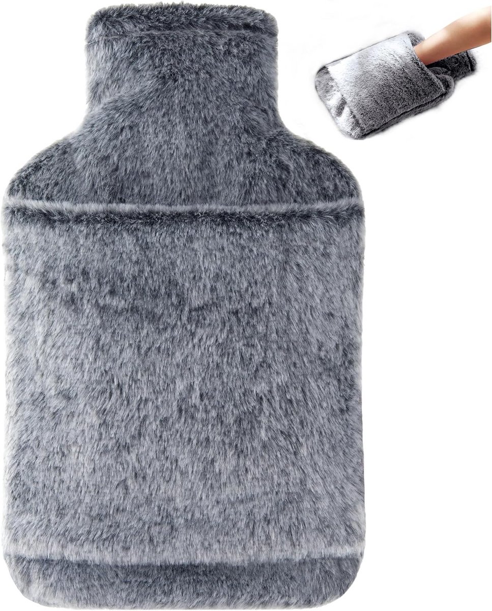 Warmwaterkruik met Zachte Cover - 2 Liter, Geschikt voor Volwassenen en Kinderen, Ideaal voor Koude Nachten