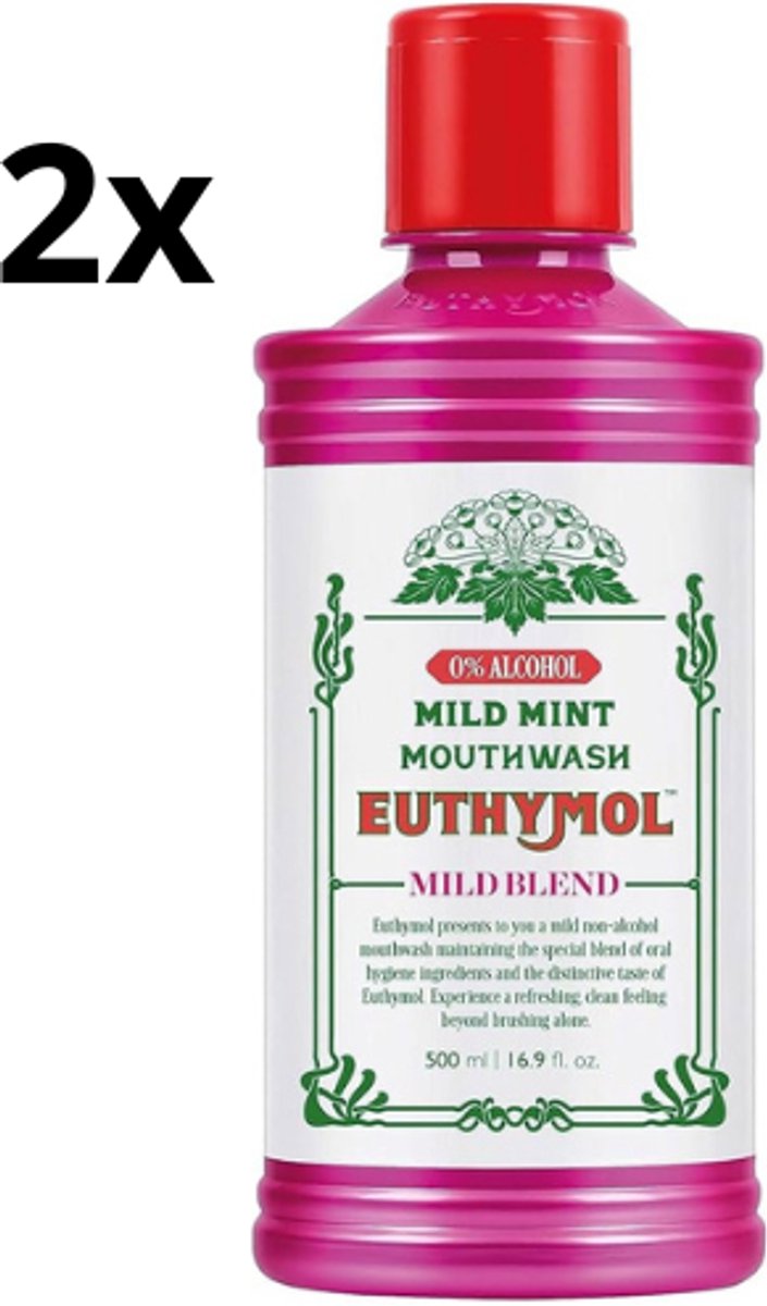 Euthymol Mondwater Mild Mint - 2 x 500 ml - Voordeelverpakking