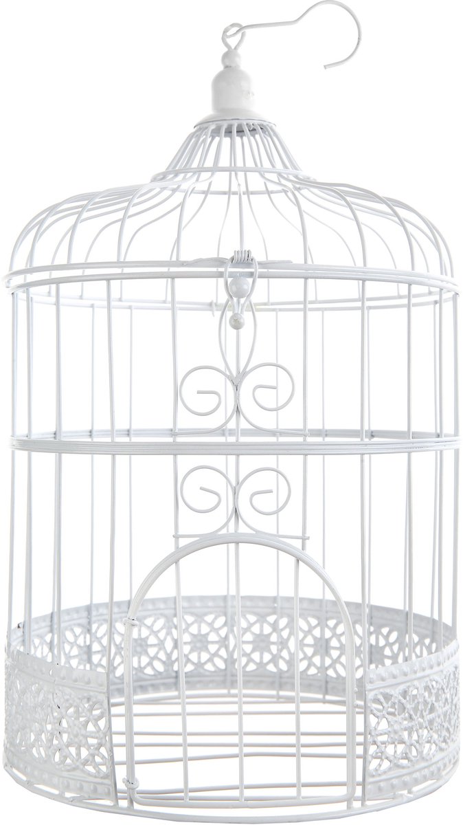 SANTEX - Decoratieve witte vogelkooi 30 cm van metaal om op te hangen