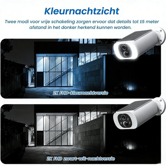 TWUFY Solar Camera - Beveiligingscamera Draadloos Buiten - Buiten Camera met Nachtzicht - Buiten Camera met Zonnepaneel - Bewakingscamera voor Buiten - Beveiligingscamera Buiten - 4MP Ultra HD - Met wifi en App - 4 Stuks van Merkloos — afbeelding 2