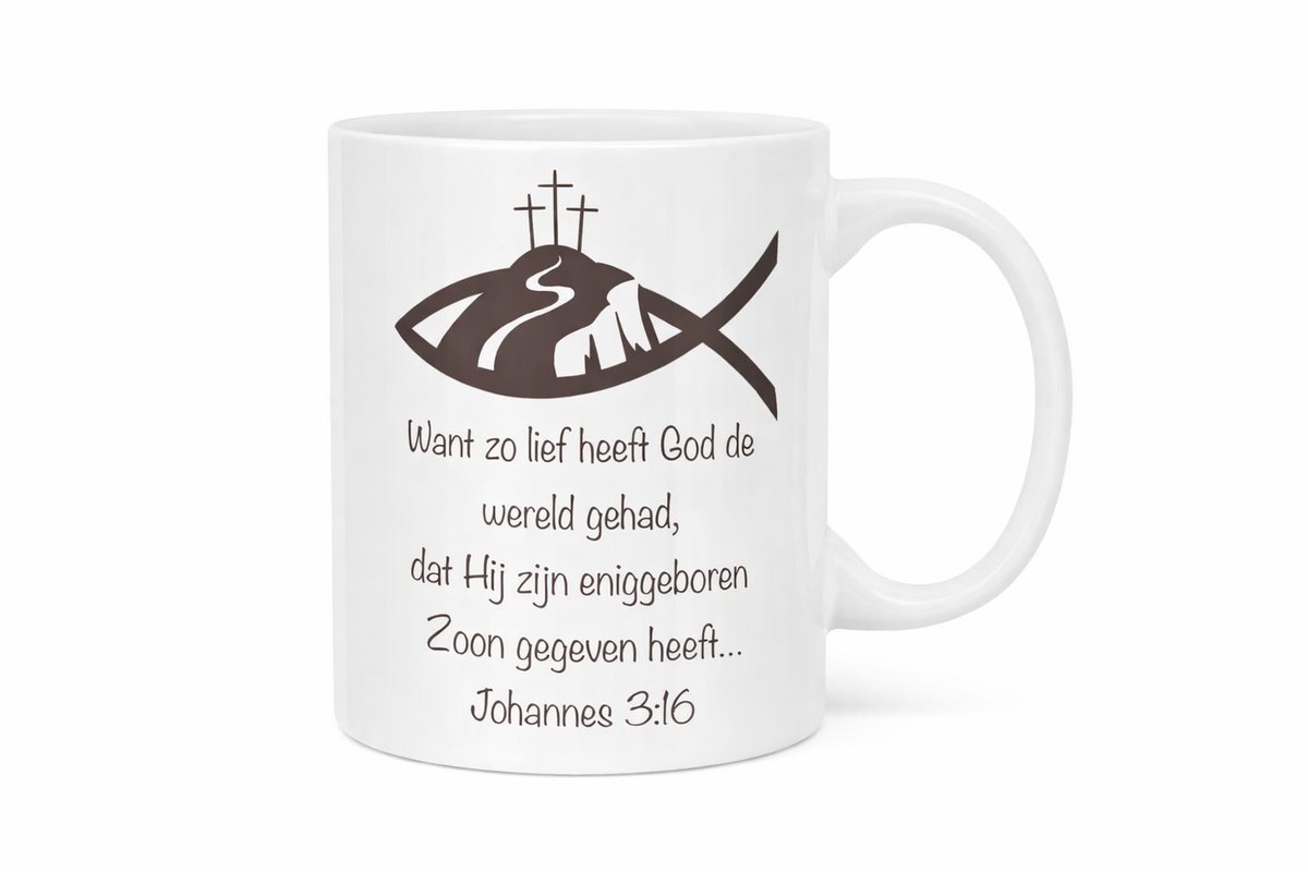 Christelijke-Mok - Johannes-3-16 - Cadeau Pasen - Christelijke-Koffiemok - Christelijke Bemoediging - Christelijk-Geschenk - Cadeau -Voor-Haar-Christelijk Cadeau-Voor-Hem- Johannes-3-16 - Christelijke-Decoratie - Mok-Met-Geloof - Geestelijk-Cadeau -
