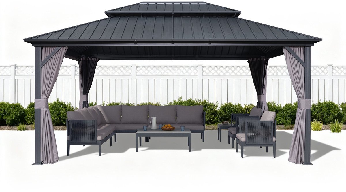 Purple Leaf Hardtop pavillon 4,85 x 3,65 m - gris