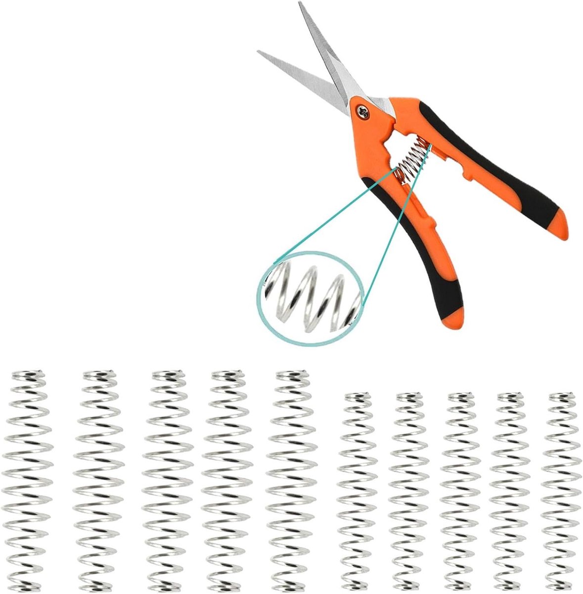 Veren voor tuinscharen - set van 10 vervangende spiraalveerdelen voor betere snijprestaties