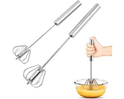 Eierklopper - Semi-Automatische Garde - 2 stuks - Handmixer - Eierklutser - slagroomklopper - Staafmixer - Keuken Accessoires - Handmatig - 27cm en 30cm