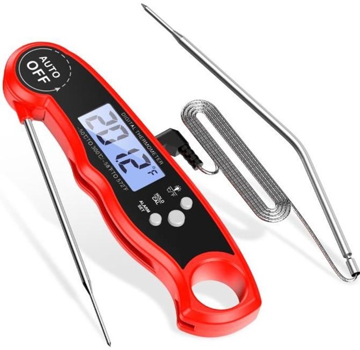 Keukenthermometer - Digitale LCD-sonde - Waterdicht - Snel en nauwkeurig - Temperatuuralarm
