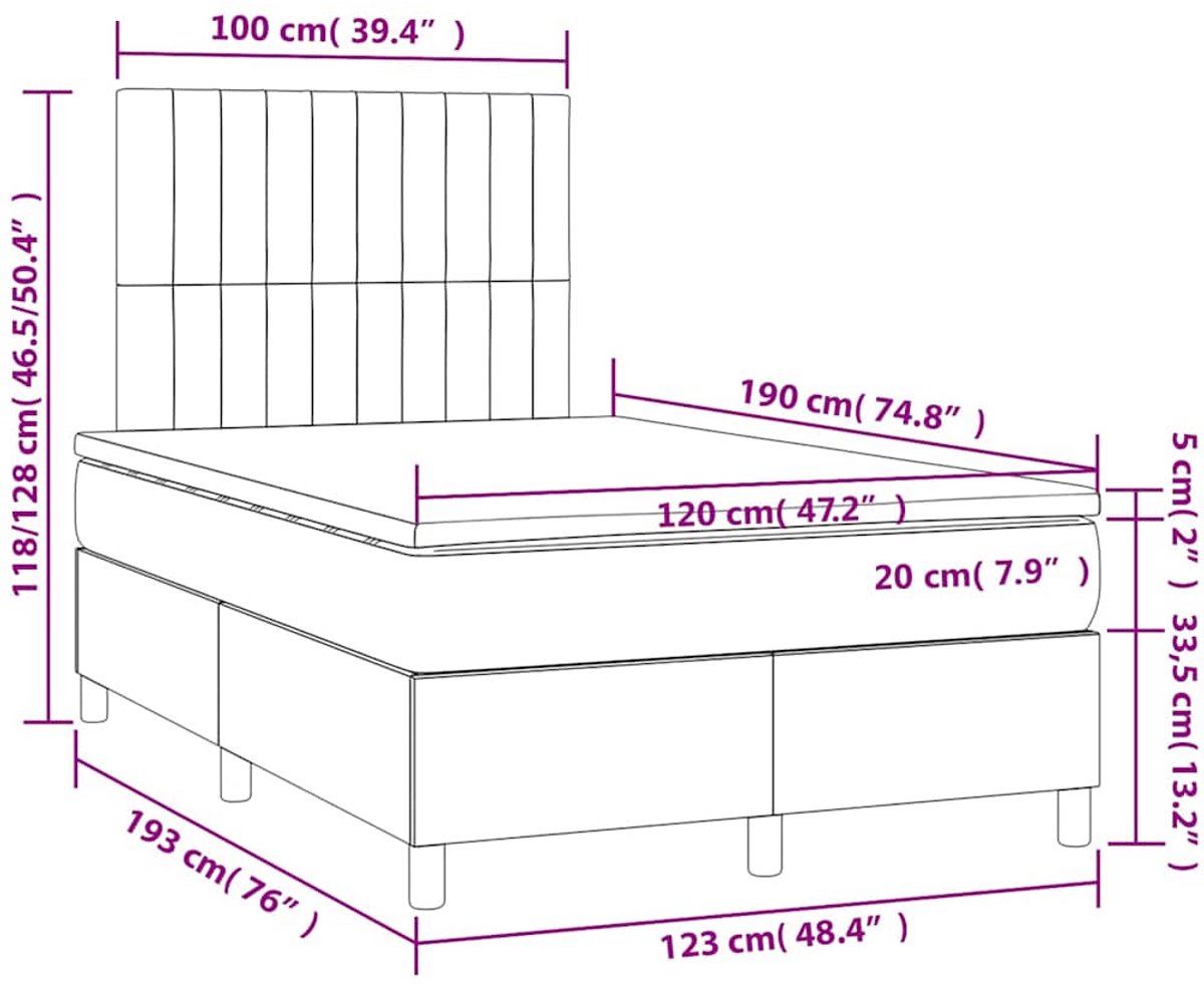 vidaXL - Boxspring - met - matras - fluweel - donkergroen - 120x190 - cm