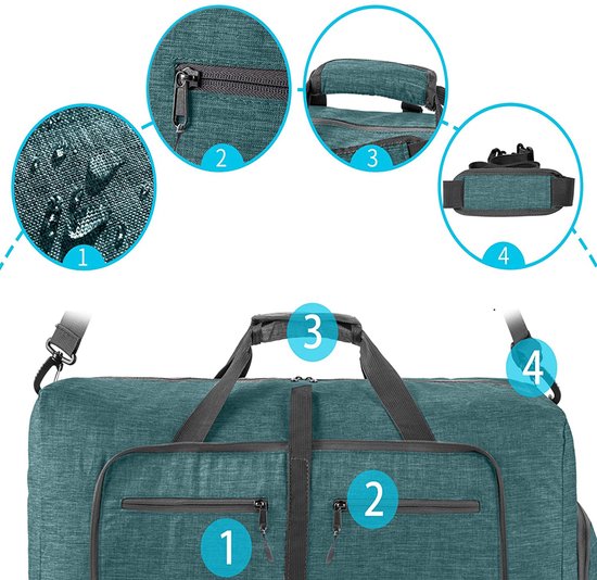 Opvouwbare Reis- en Weekendtas - 65 Liter Capaciteit - Waterdicht Ontwerp - Met Binnenvakken - Ideaal voor Mannen en Vrouwen van Merkloos — afbeelding 5