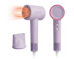 Ionische Föhn – 1600W – Ultrasnelle Droogtijd – 102.000 RPM – Incl. Magnetische Styling Nozzle – Stil in Gebruik – Ionische Technologie – Haardroger Krullen – Reisföhn – Airstyler – 27,5 x 7 x 9 cm – Paars – Peach Beauty