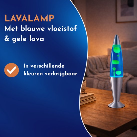 Lighto Lavalamp - Blauwe Vloeistof met Gele Lava - voor Kinderen - Zilver van Lighto — afbeelding 4