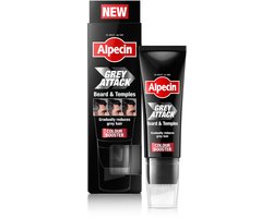 Alpecin Grey Attack Beard & Temples Colour Booster, 50 ml - Minder grijs haar in baard & slapen – Zichtbaar kleurresultaat na slechts 3 toepassingen – Innovatieve 5,6-DHI repigmentatie voor Mannen