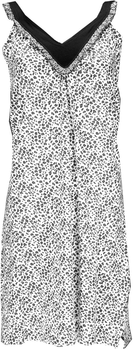 Irresistible Dames Nachthemd - Katoen - Panter Print - Zwart - Maat M