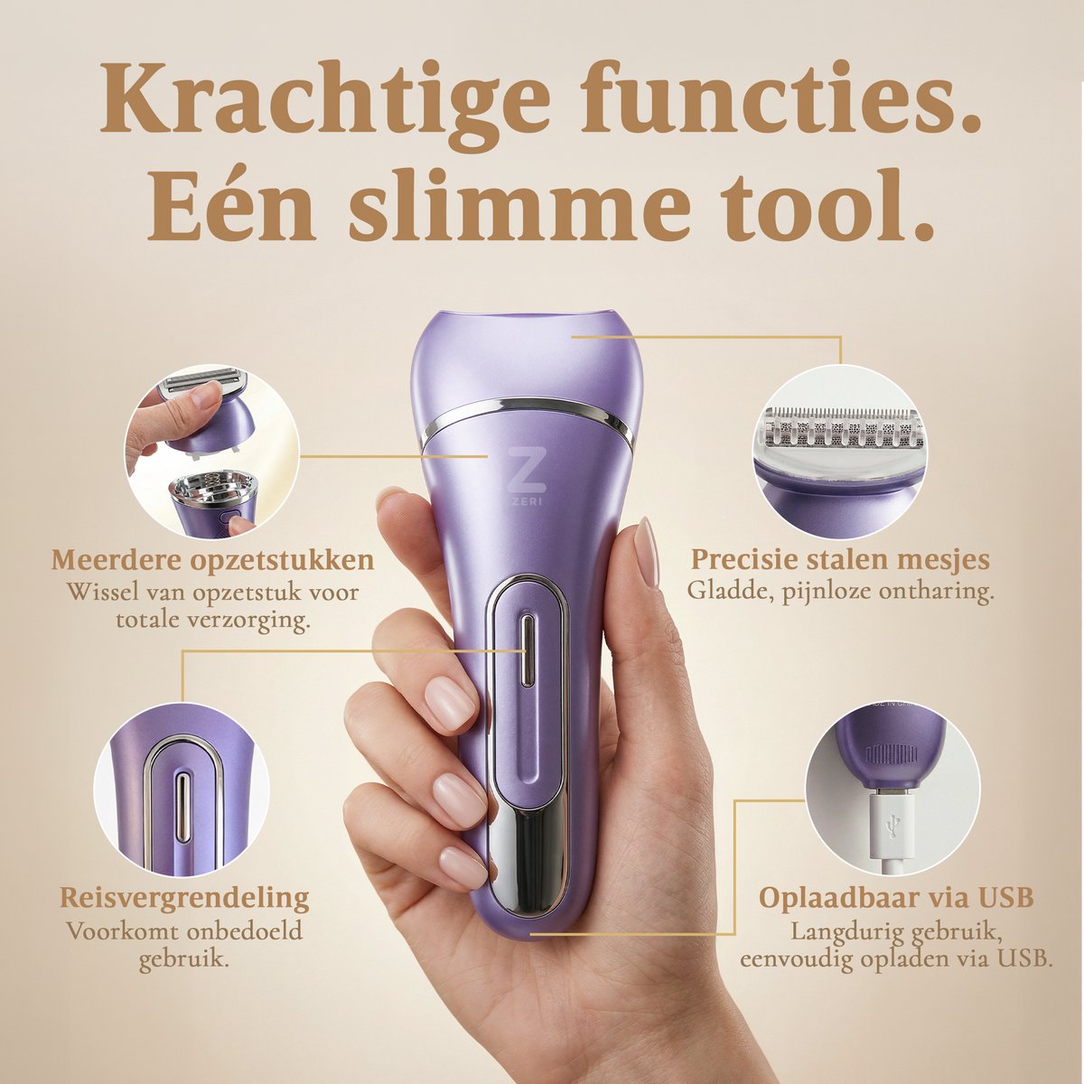 Ladyshave 7-in-1 - Waterdicht Scheerapparaat thumbnail 4