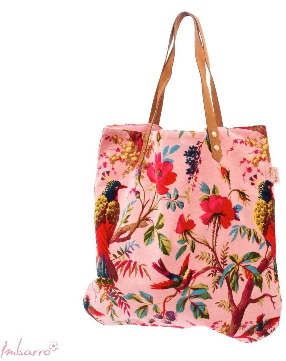 Imbarro Fashion & Home Shopper Paradise Dusty Pink – Grote Velvet Tas met Binnenvak en Drukknoop – Roze – 50x50 cm