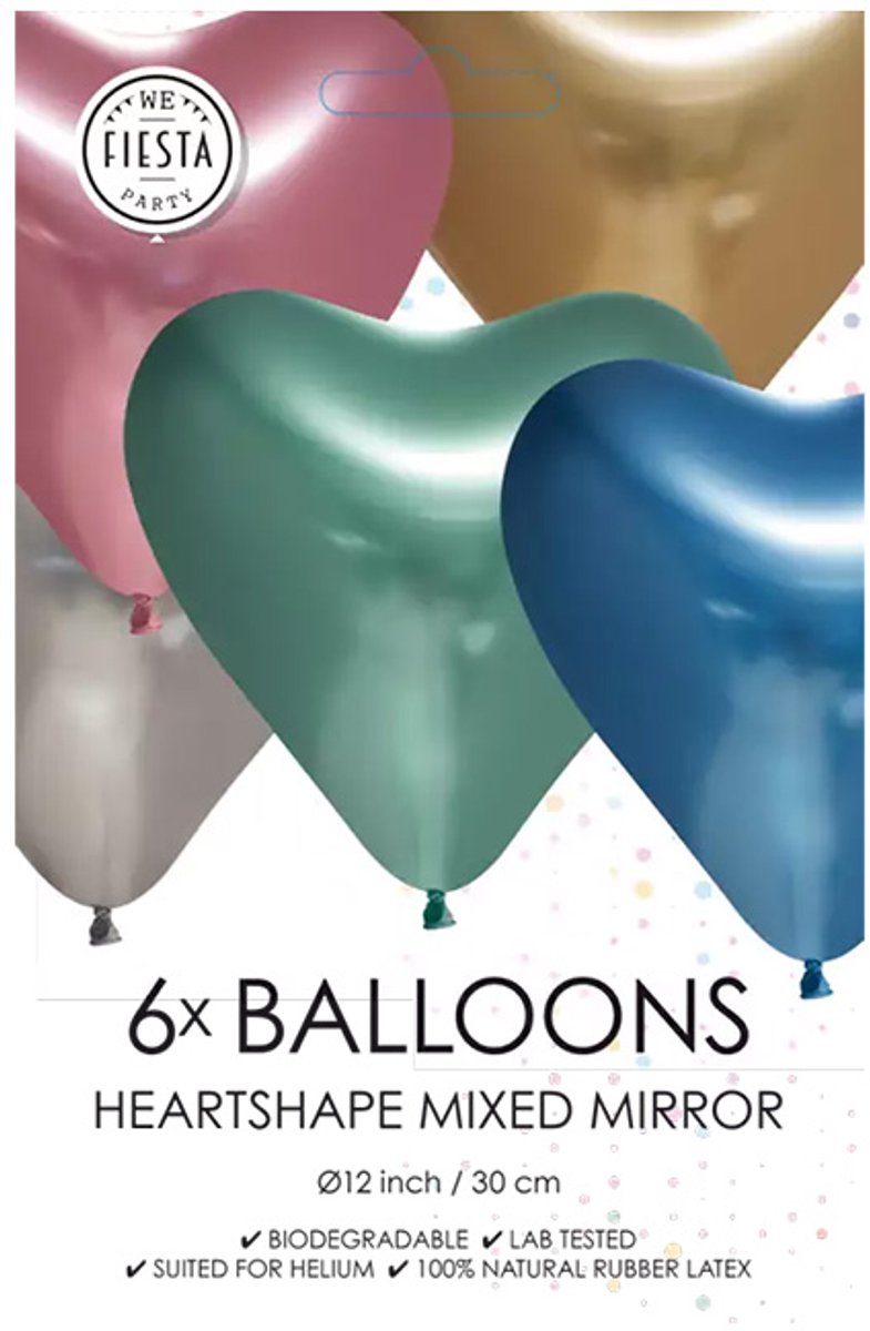 Chrome hartjes ballonnen gemixt 30 cm 10 stuks