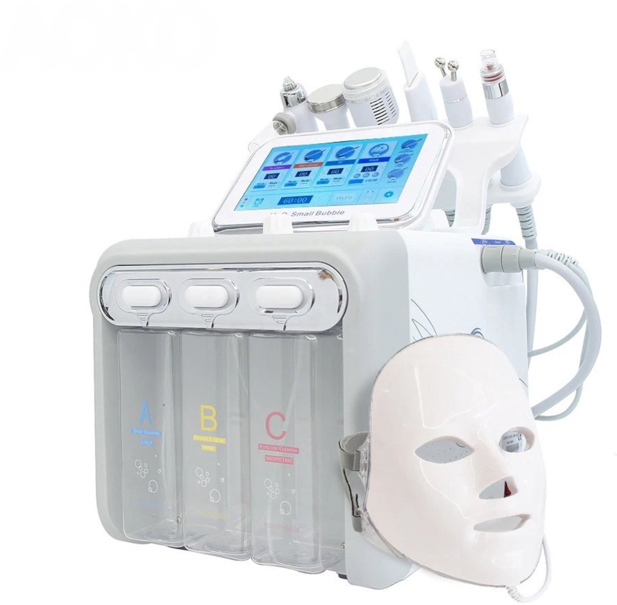 DIMICO - Huidverjongingsapparaat - Gezichtsmasker LED - Gezichtsmaskers verzorging - Gezichtsmachine ultrasoon reiniger - 6 in 1