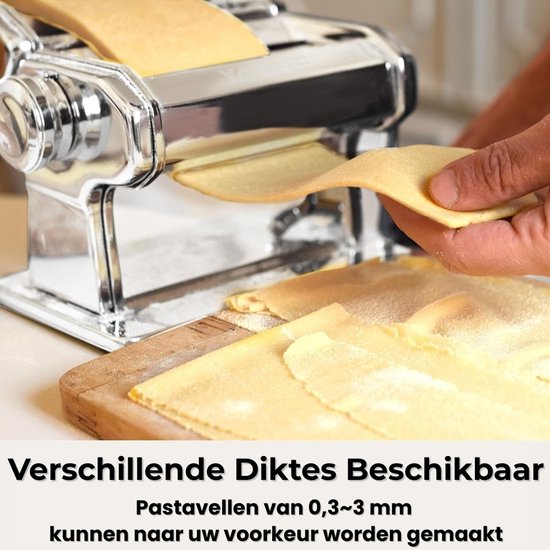 Pastamachine Set Handmatige Pastamaker Van RVS - Pasta Maker Met Houten Handvat Voor Verse Pasta & Ravioli - Pastamachine Incl. Pasta Tools - Keukengerei Cadeau Voor Housewarming Of Kookliefhebbers van Merkloos — afbeelding 5