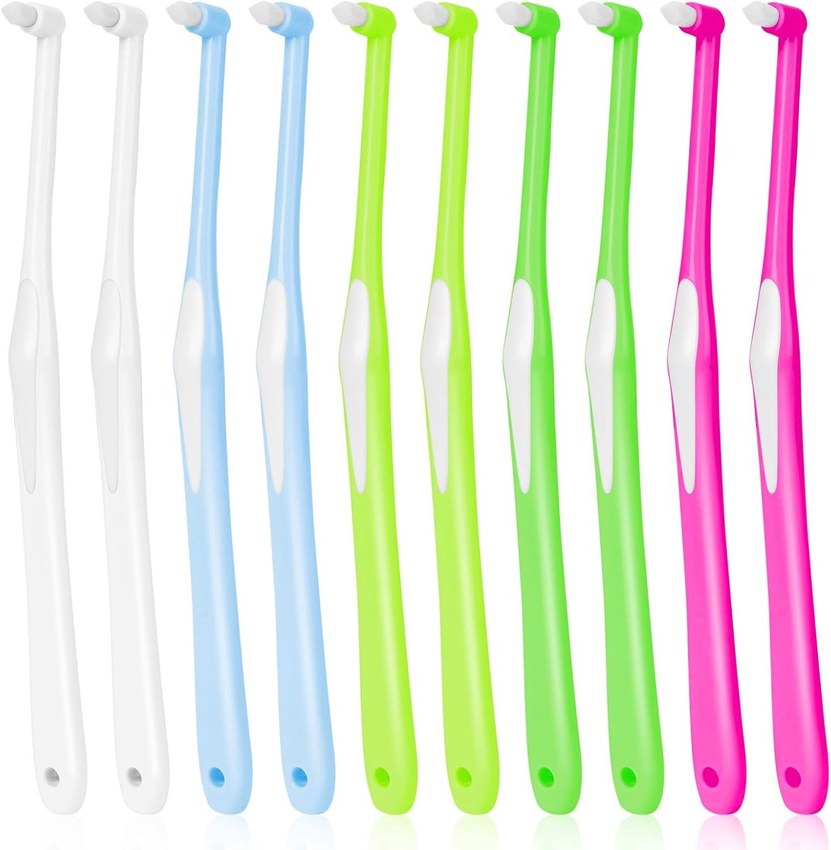 Compact Tuft - 10 x - Voordeelverpakking - Speciale tandenborstel - Zacht - Voor orthodontie, beugels, gedetailleerde reiniging - Single Tufted Long