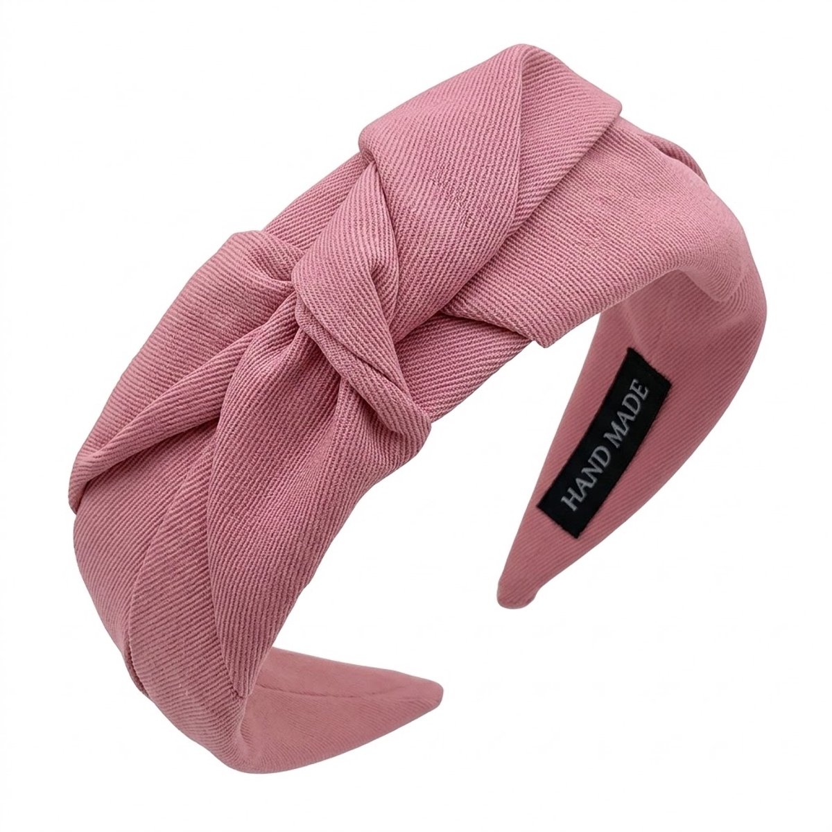 Roze stoffen haarband dames – brede geknoopte haarband – handgemaakte elegante haaraccessoire voor dagelijks gebruik of feest