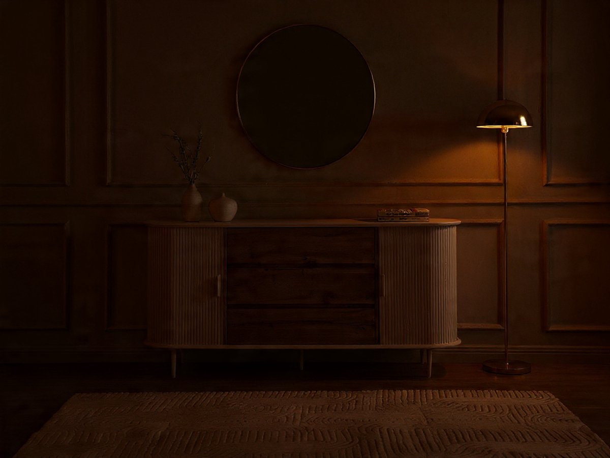 Alora Luxe Buffetkast met 2 Schuifdeuren en 3 Laden – Wit & Natuurlijk Hout Design Dressoir van MDF met Metalen Poten –Novihome