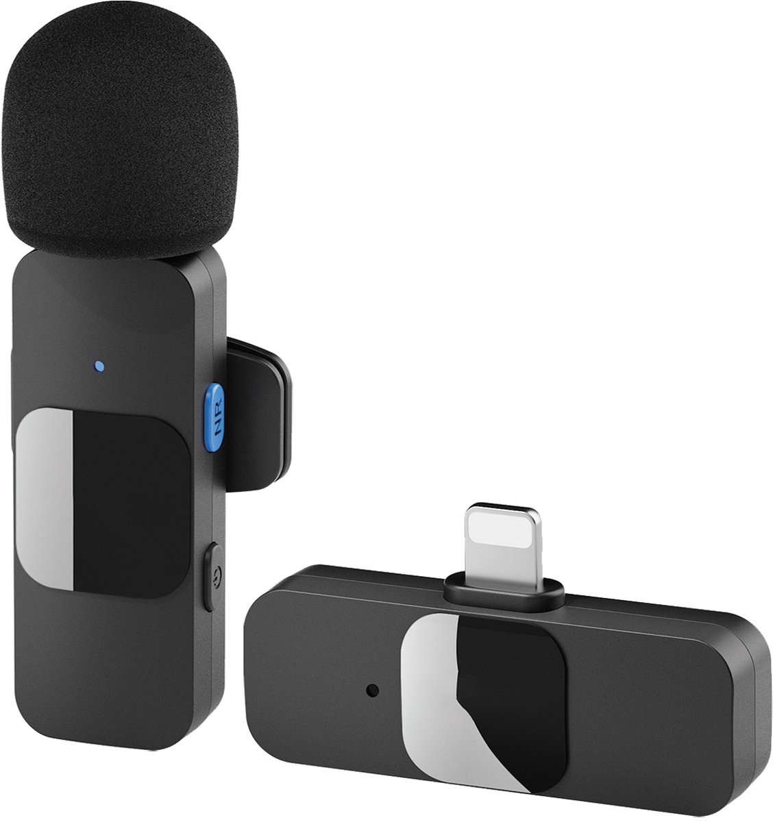 Draadloze Kraagmicrofoon – Automatisch Koppelen – Smart Noise Reduction – 50m Bereik – Lightning iPhone – Mini Clip Design – Zwart