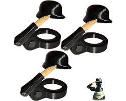 Set van 3 Grappige Saluerende Biersoldaten - Luxe Flessenstoppen - Creatieve Bier Gadget & Cadeau voor Mannen,Feest & BBQ - Zwart