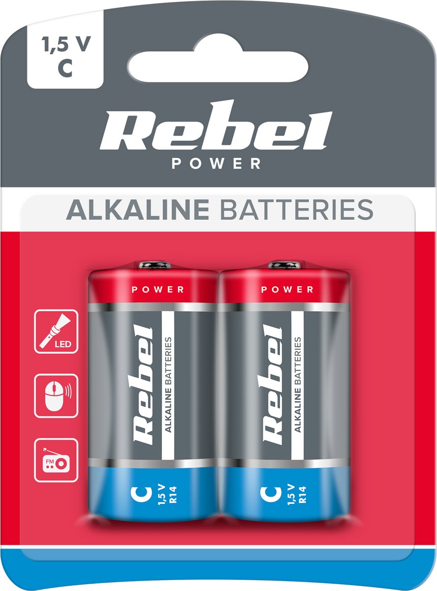 Rebel Serie - Alkaline Batterij - 1,5V - 2 Stuks - Verlengde Levensduur