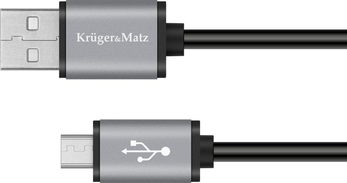 Kruger&Matz USB naar Micro USB Kabel - 0.2m - Zwart