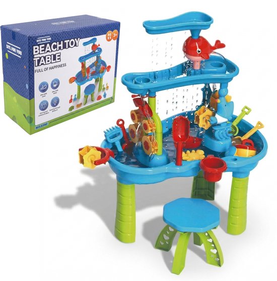 Sitl for you Aqua-paradijs Watertafel – Zandtafel – 3 Verdiepingen – Incl. Stoeltje & 21 Accessoires – Buitenspeelgoed