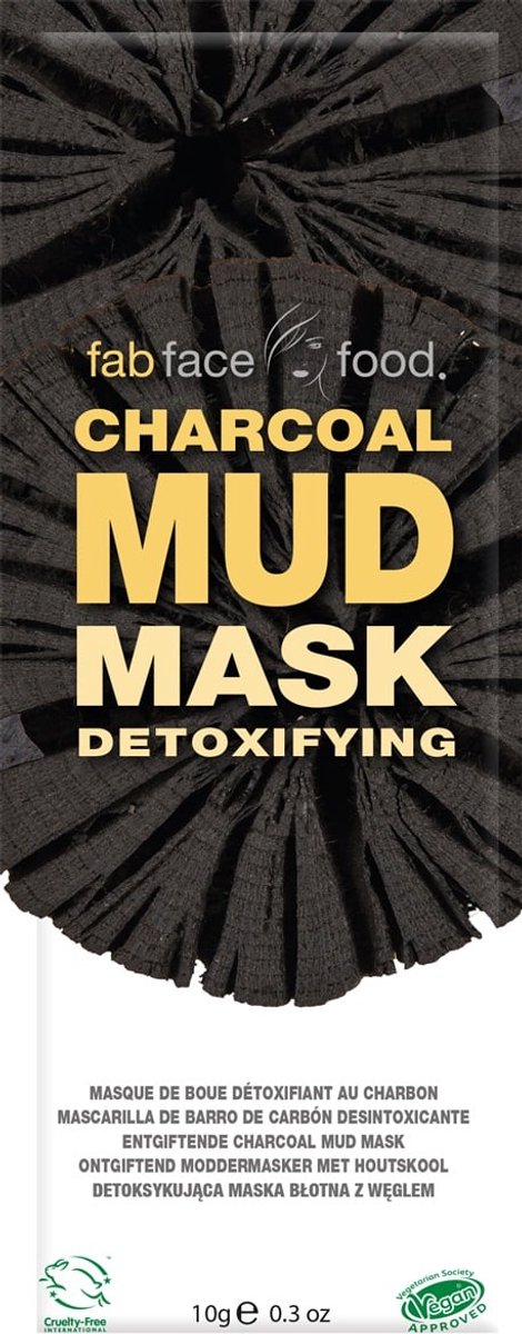 Fab face food Charcoal Mud Mask – detoxifying – ontgiftend modder masker gezichtsmasker met houtskool – reinigend